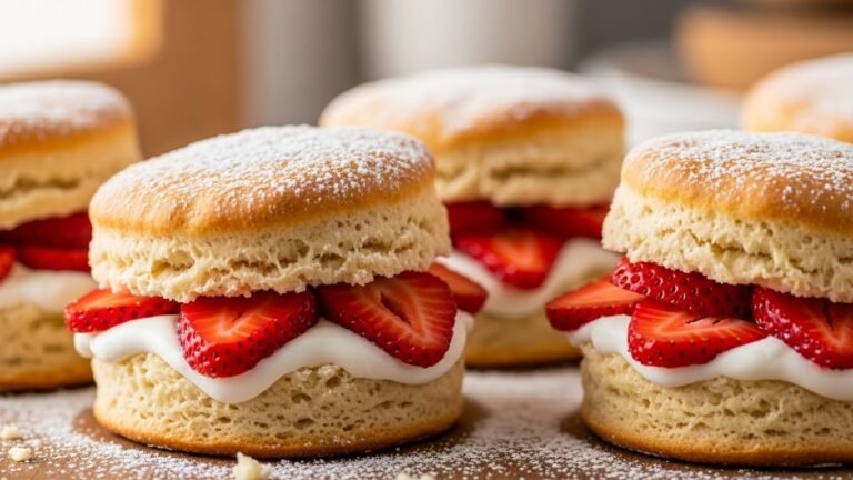 Classic Strawberry Shortcake Fresh Homemade Biscuits and Cream