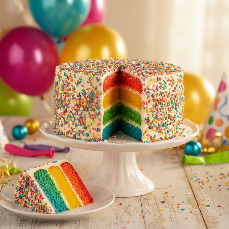 Rainbow Cake Recipe for Birthdays and Parties