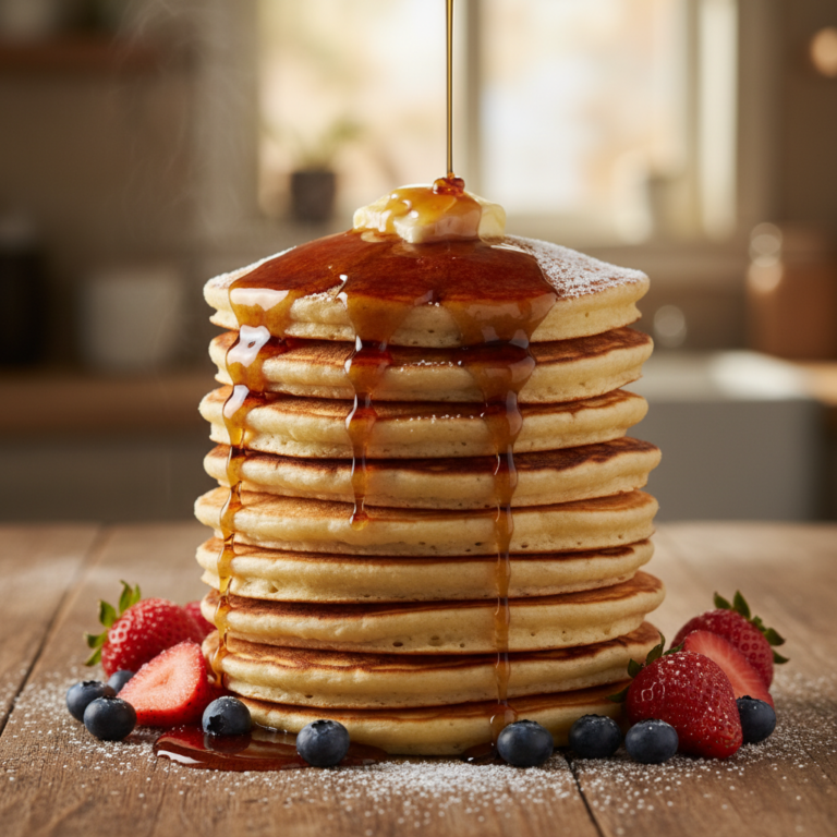 Fluffy Pancakes with Maple Syrup