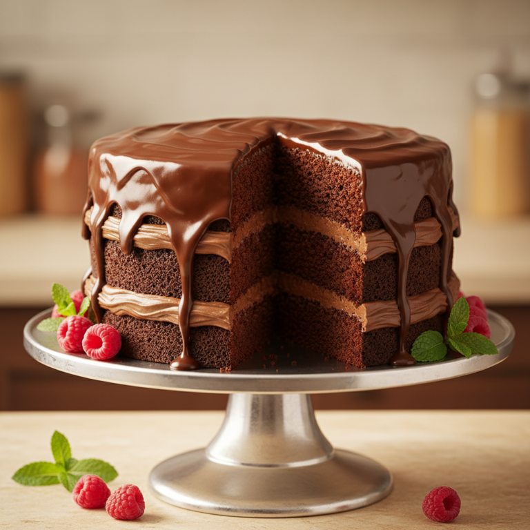 Moist Chocolate Cake with Rich Ganache